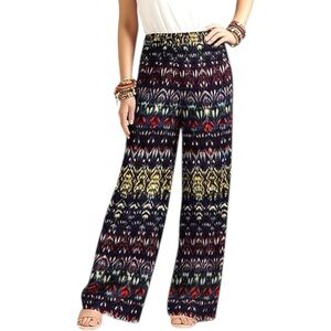 Bisou Bisou Boho Ombré Geometric Stripe Palazzo Semi Sheer Pants Size Medium